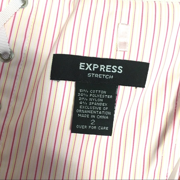 EXPRESS FLORAL Embroidered Striped Strapless DRESS - Picture 8 of 8